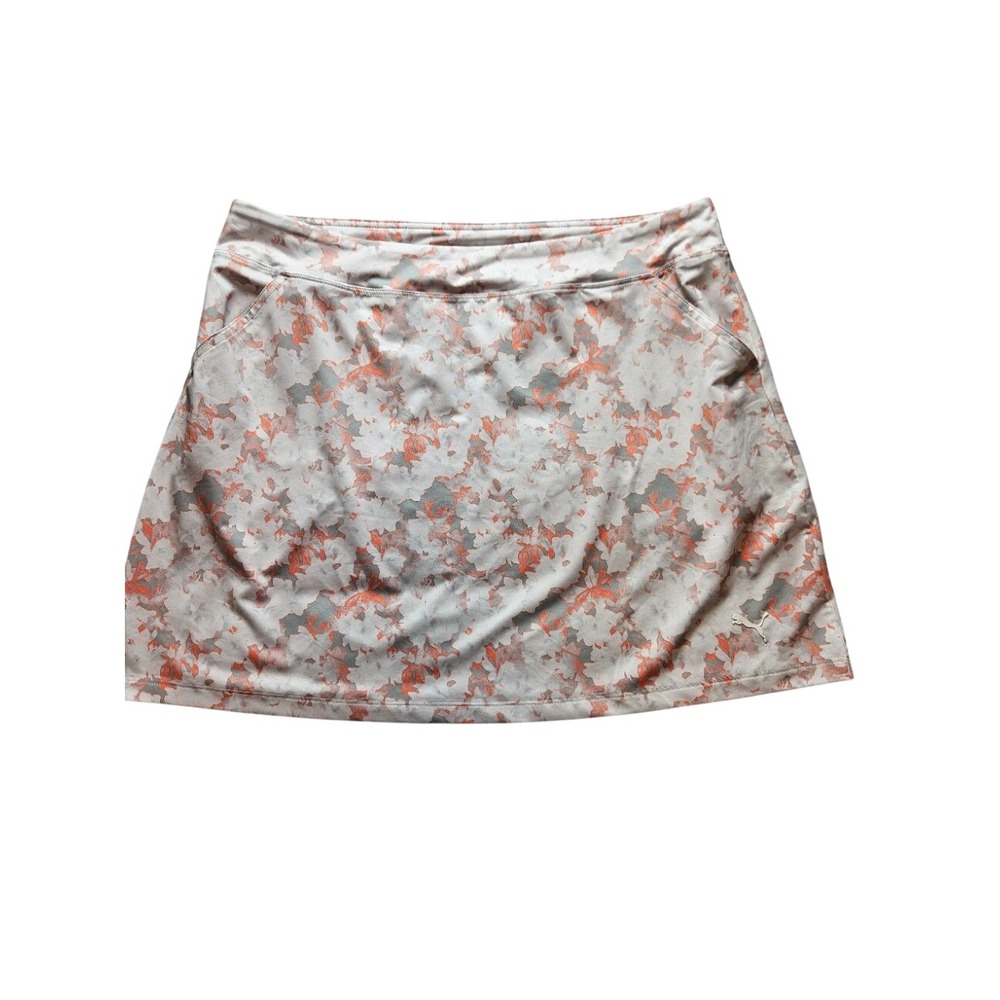 Puma Golf Skirt Womens Large Grey Coral Floral Camo Athletic Skirt Performance